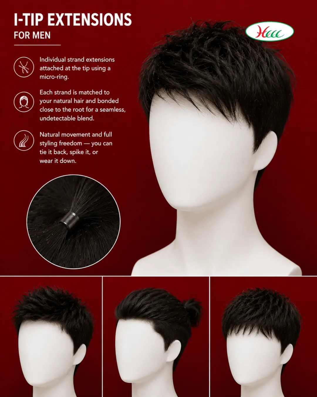 I-Tip Men's Hair Extensions — individual strand micro-ring at HCCC Coimbatore