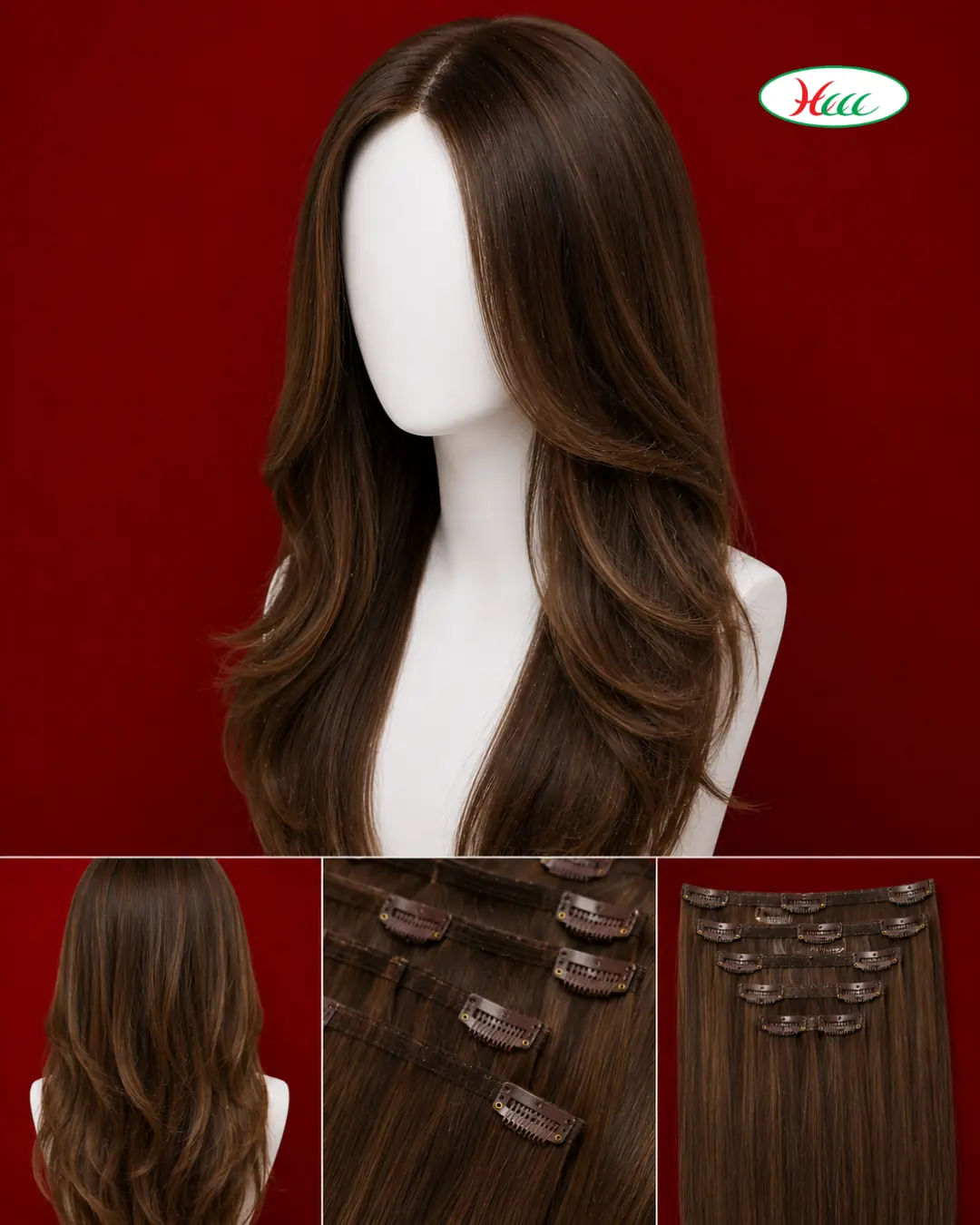 Women's Clip-In Hair Extensions - Long Wavy Brown Natural Hair with Clip Weft Attachment at Hair Care City Centre Beauty Clinic Coimbatore