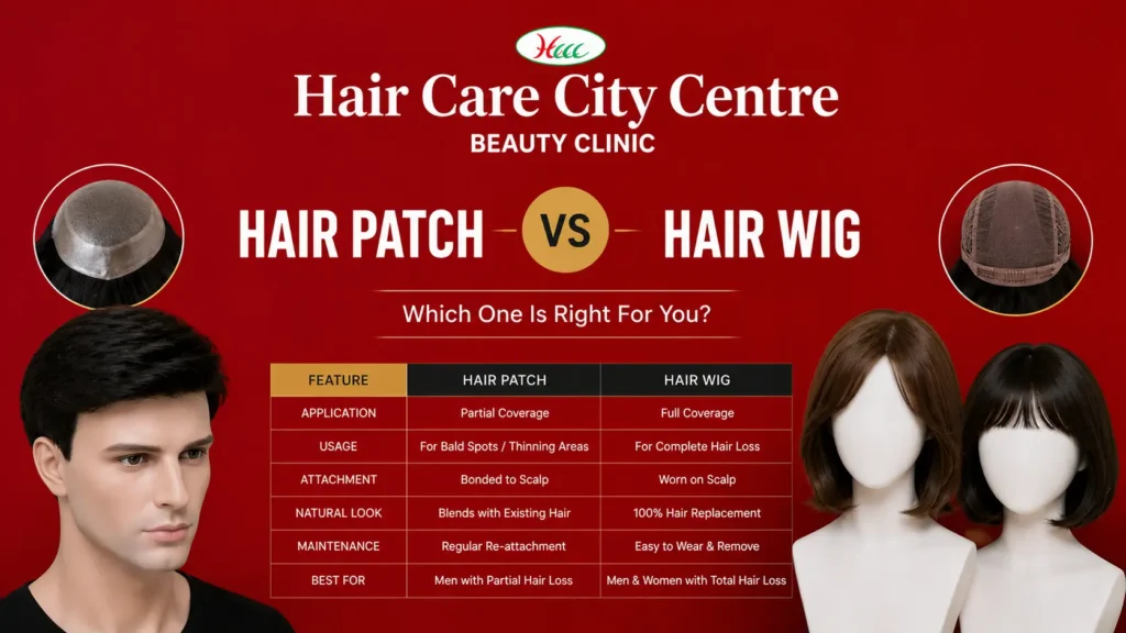 Hair Patch vs Hair Wig Comparison at HCCC Coimbatore - Non-Surgical Hair Loss Solutions for Men and Women